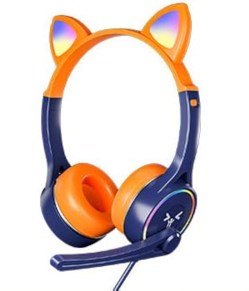 キッズヘッドフォン マイク付き - 91dB 有線オンイヤー ヘッドセット 子供 楽天市場】猫耳 ヘッドフォン マイク付き 有線ヘッドホン 子供用